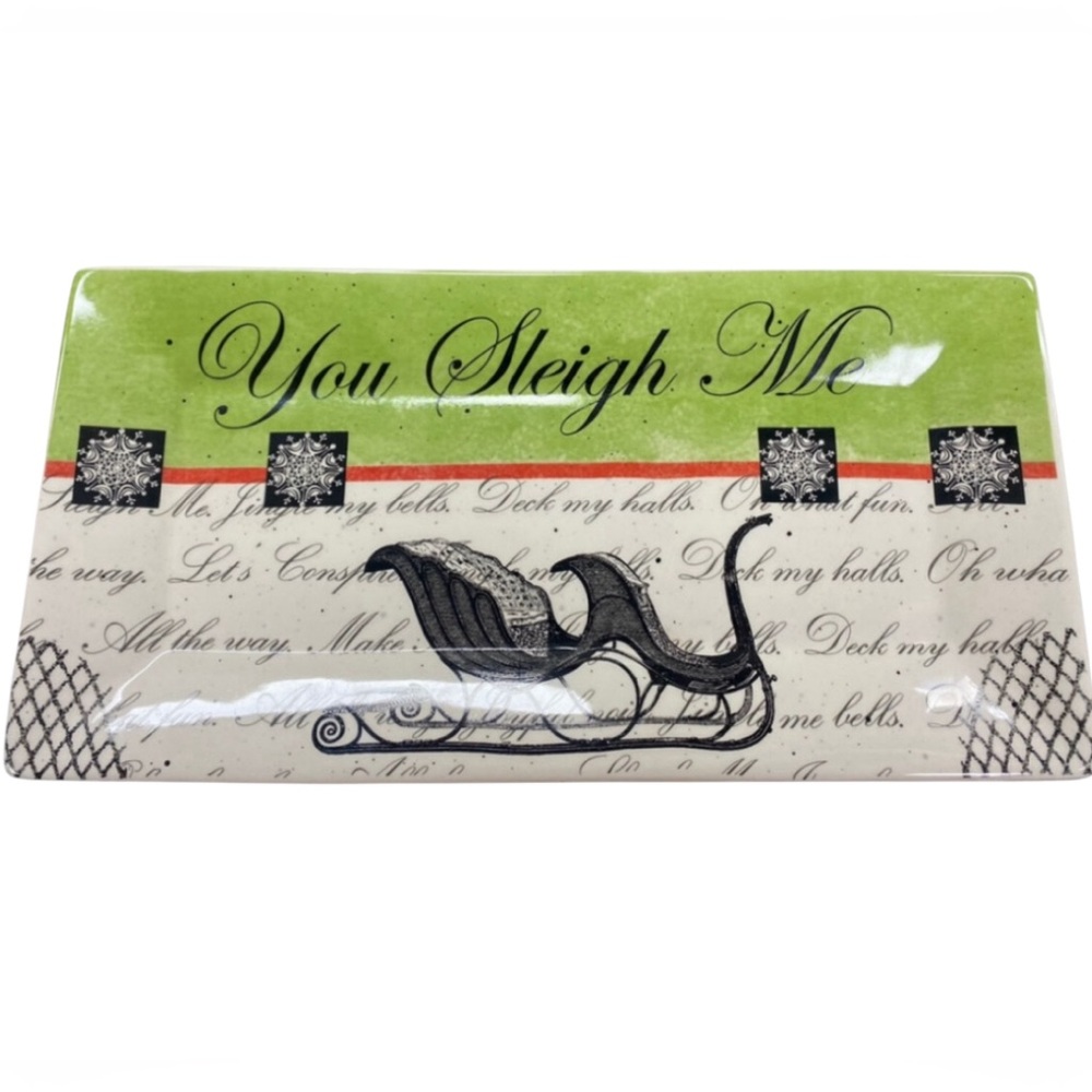 Christmas Platter by Muse Ware Pottery “You Sleigh Me”